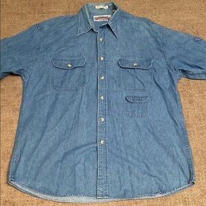 Denim Light Blue Swiss Outdoor Shirt Casual Button Down with Long Sleeves
